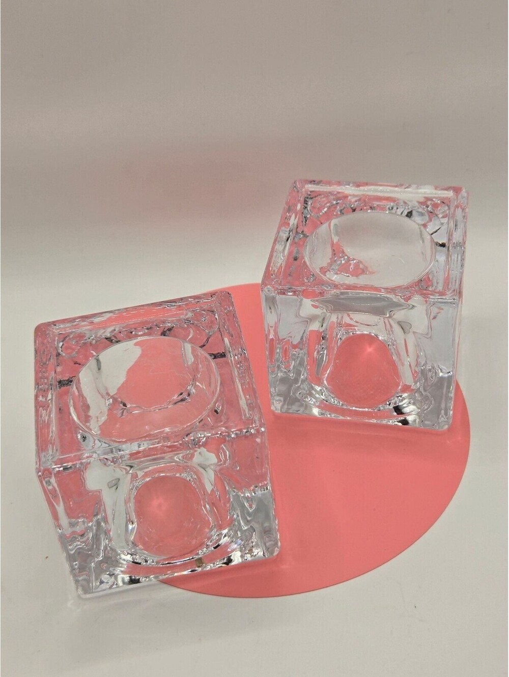 Pair of Marquis by Waterford Crystal 'City' Square Votive Candleholders